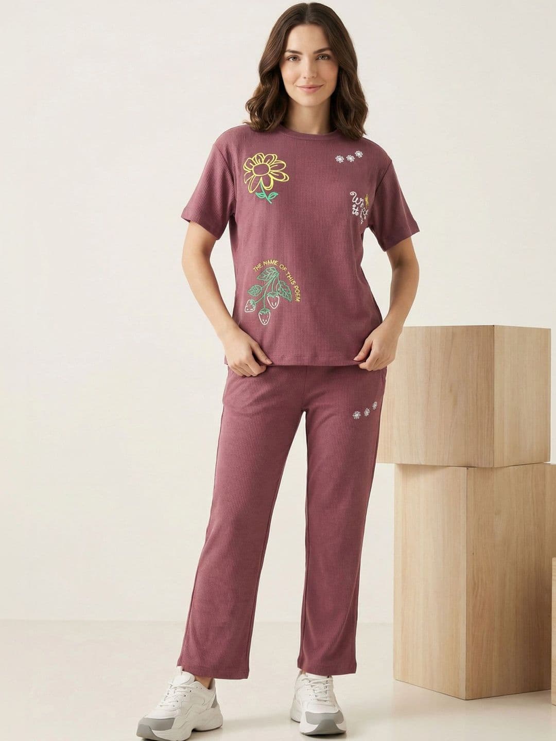ETC X beebelle Printed Round Neck T-shirt with Trousers - view 1