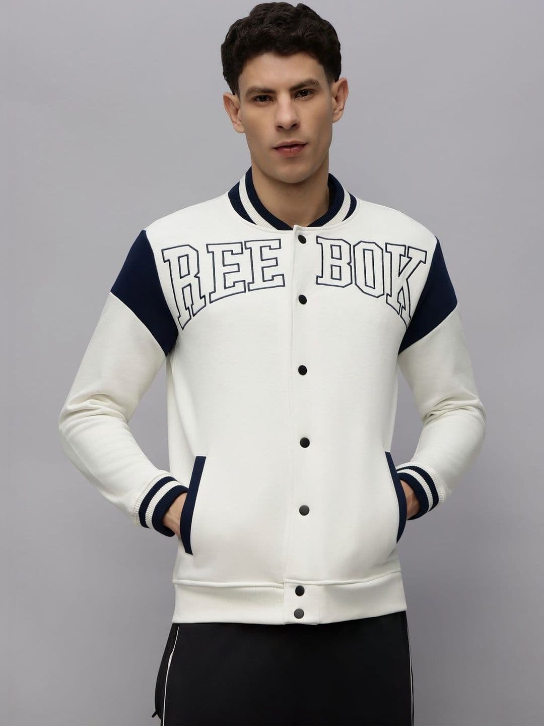 Reebok Printed Mock Collar Varsity Jacket - view 1