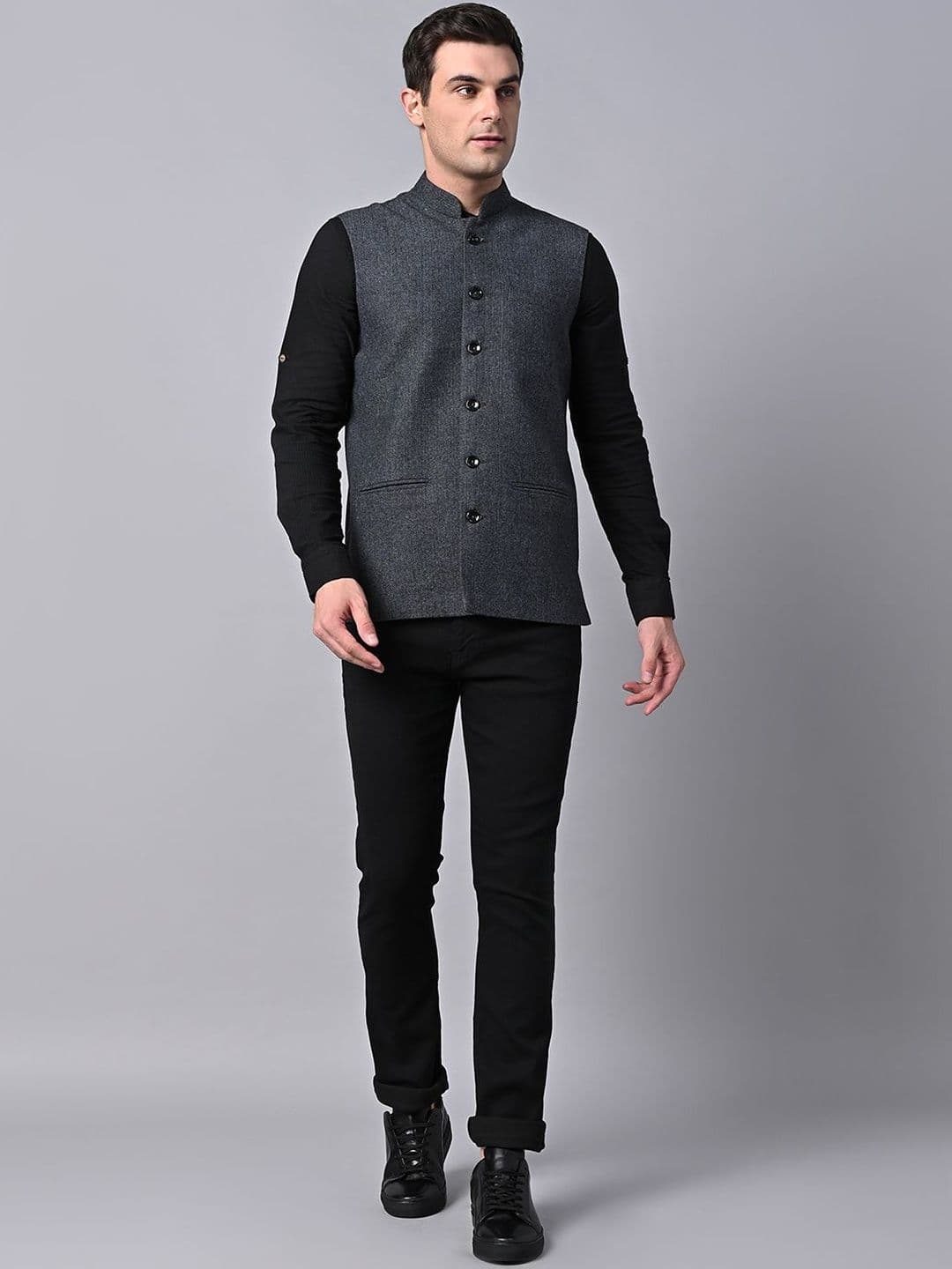DEIFIC Mandarin Collared Nehru Jackets - view 1