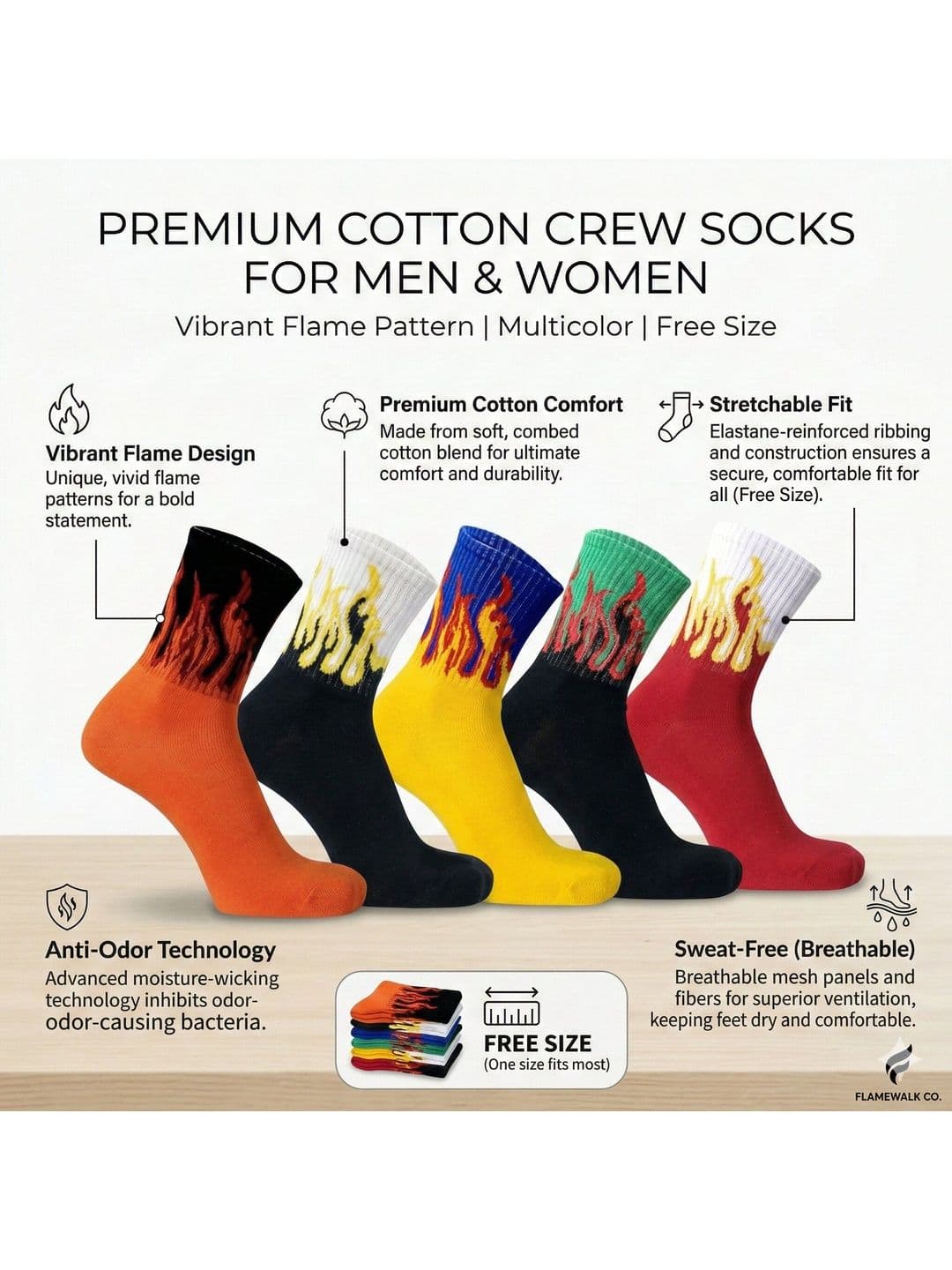 SONEEV MART Unisex Pack of 5 Cotton Calf Length Socks - view 1