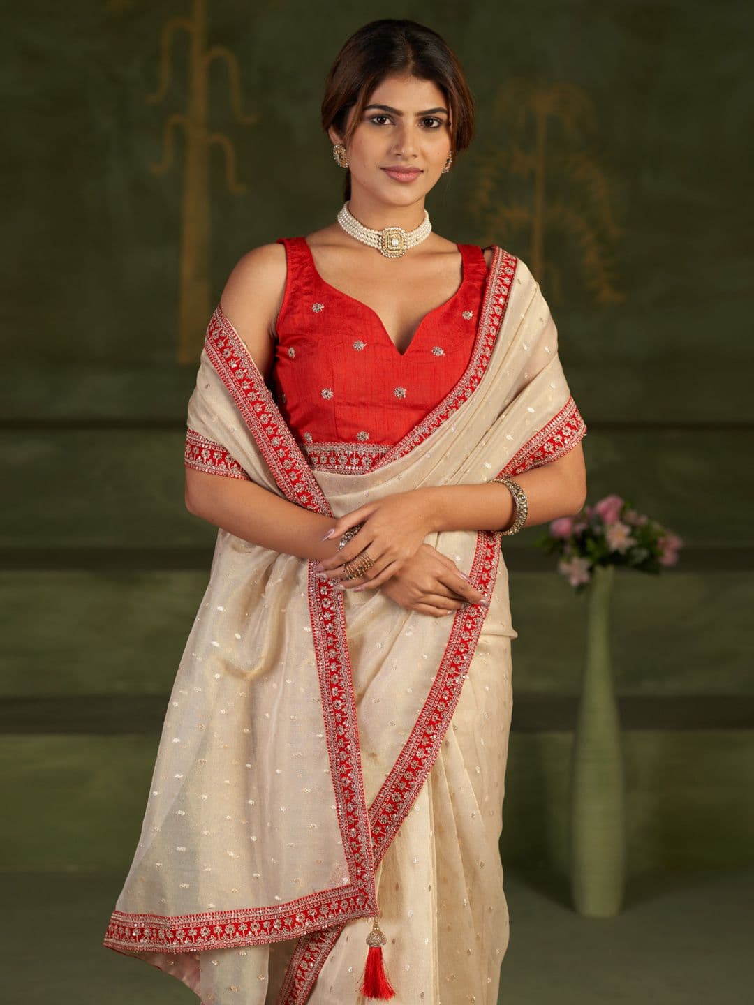 Parmila Fashion Woven Design Embroidered Organza Heavy Work Bhagalpuri Saree - view 1