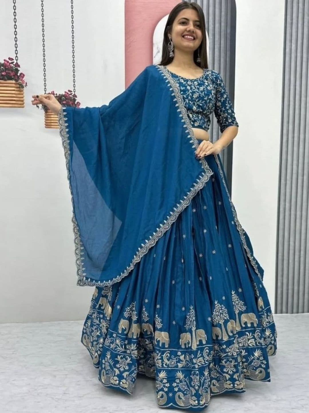 PEDR TRENDS Embroidered Semi-Stitched Lehenga & Unstitched Blouse With Dupatta - view 1