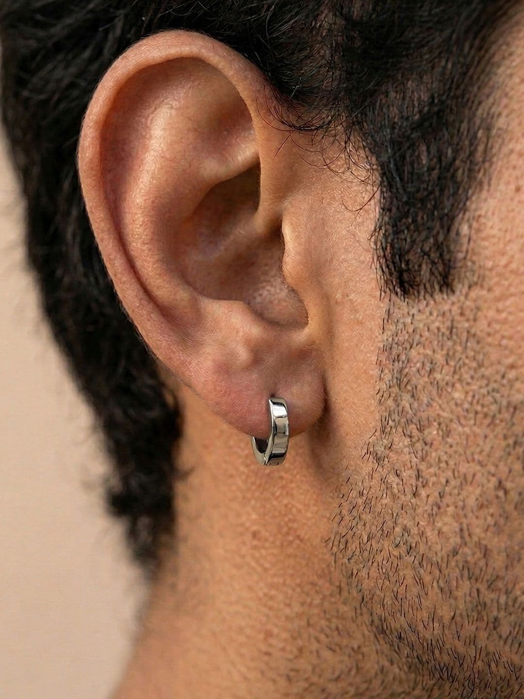 Anouk Men Silver-Plated Stainless Steel Hoop Earrings
