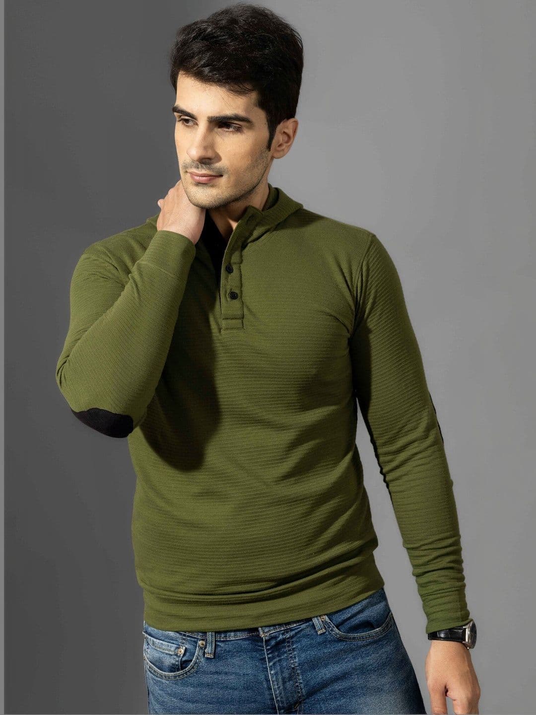 GRITSTONES Men Hooded Pure Cotton T-shirt - view 1