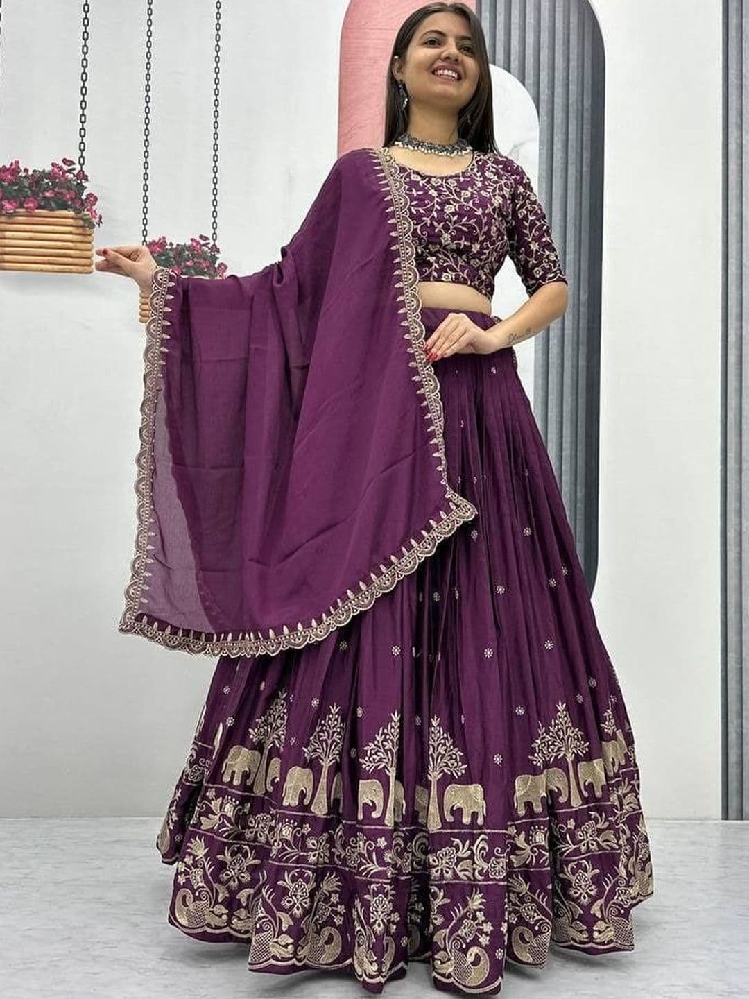 PEDR TRENDS Embroidered Semi-Stitched Lehenga & Unstitched Blouse With Dupatta - view 1