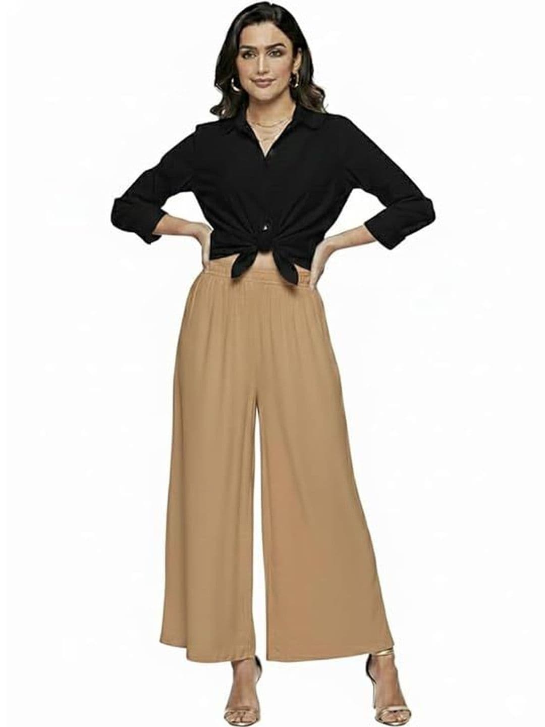 Thrifty Thread Women Flared Knitted Liva Blend Ethnic Palazzos - view 1