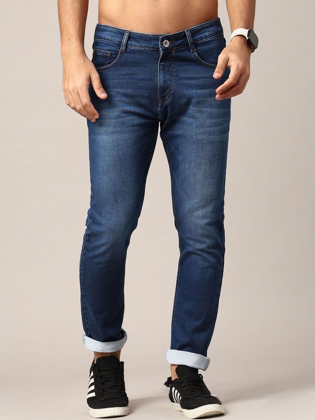 V-Mart Men Skinny Fit Mid-Rise Light Fade Stretchable Jeans - view 1