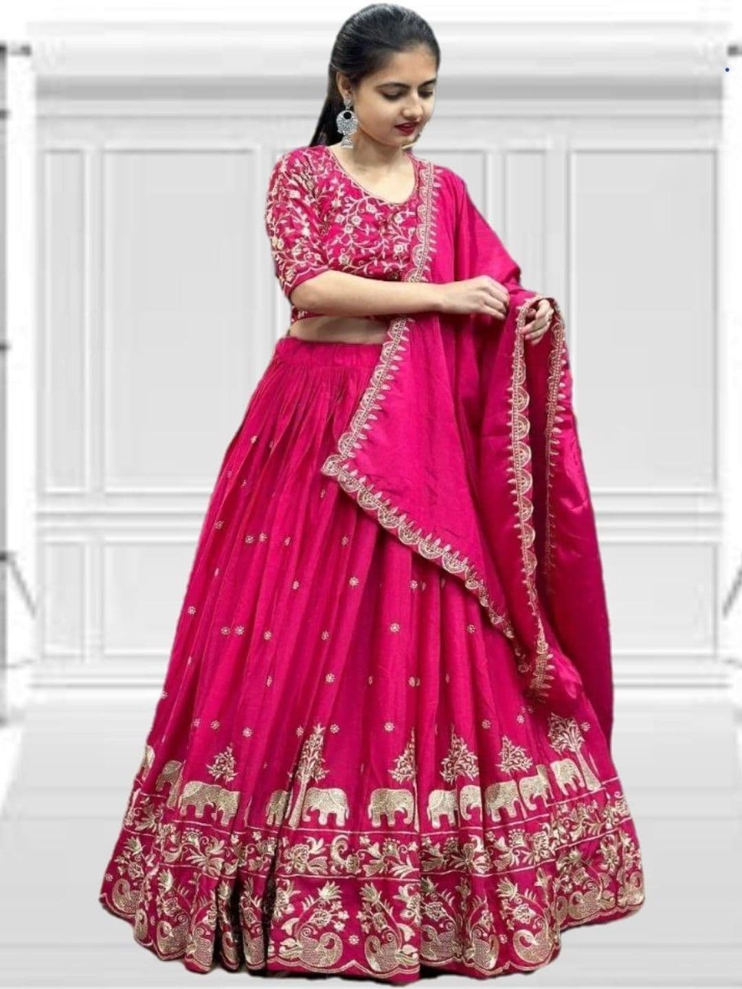PEDR TRENDS Embroidered Semi-Stitched Lehenga & Unstitched Blouse With Dupatta - view 1