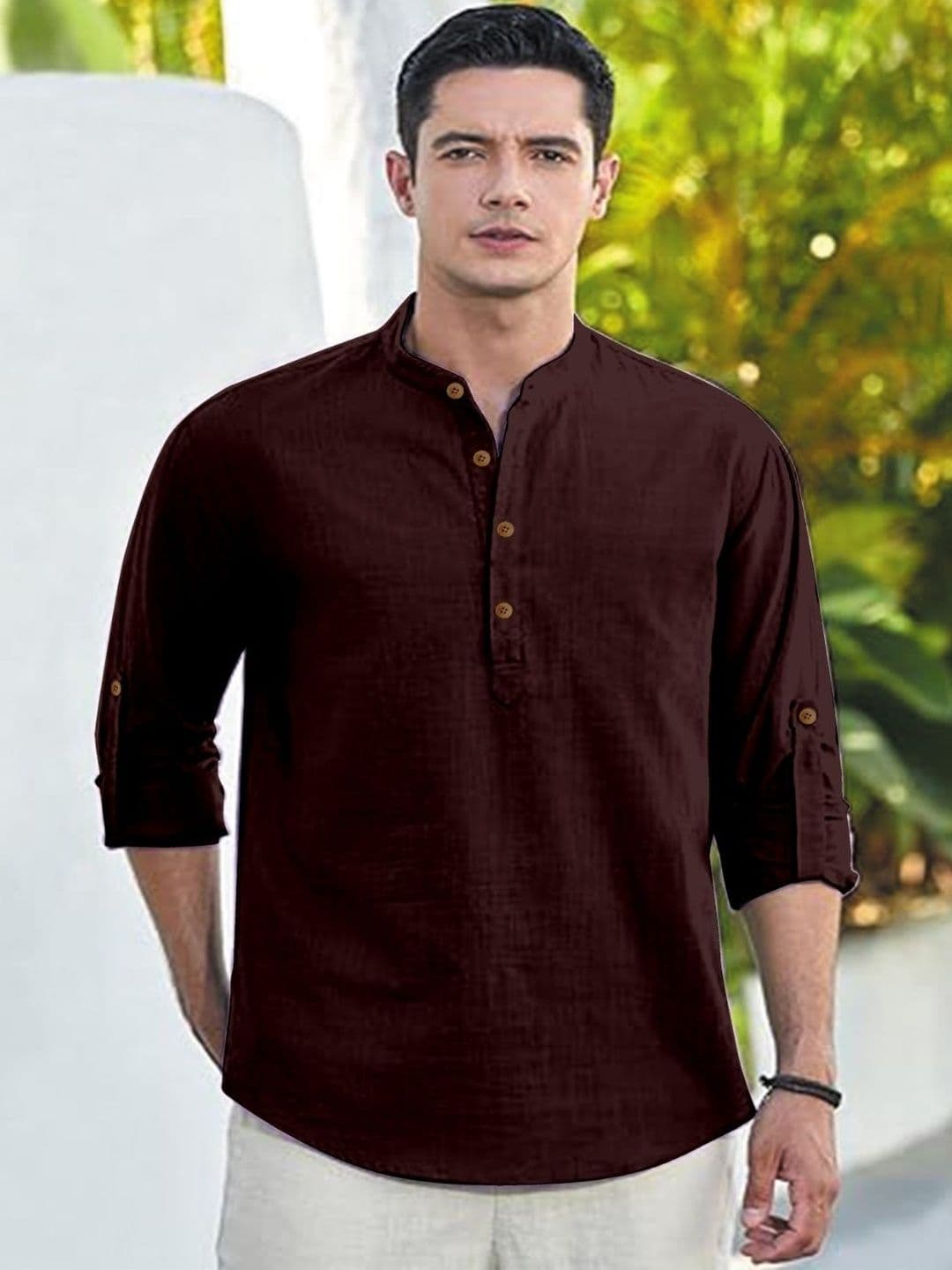 CLOTHING VEDA Mandarin Collar Roll-Up Sleeves Kurta - view 1