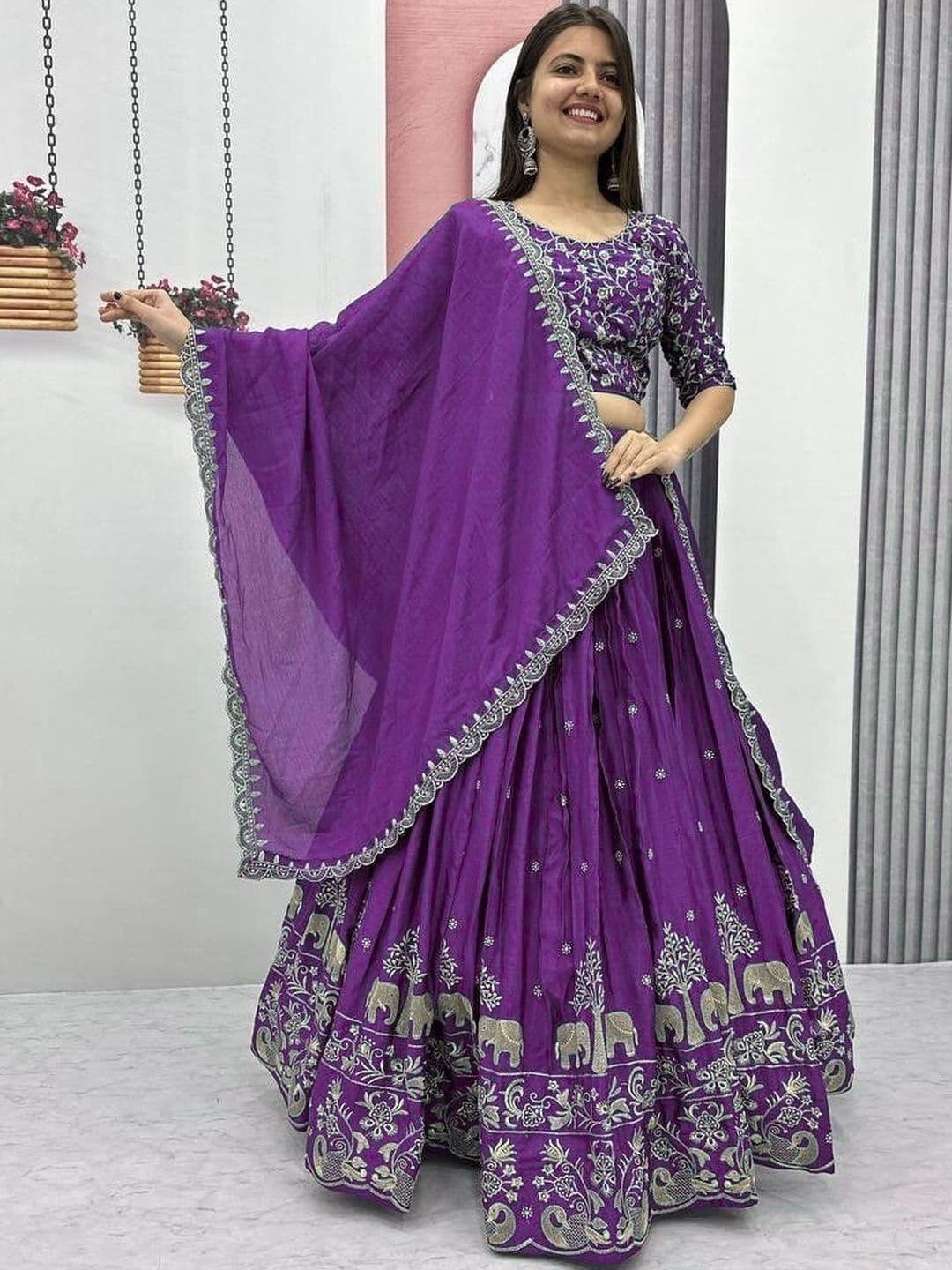 PEDR TRENDS Embroidered Semi-Stitched Lehenga & Unstitched Blouse With Dupatta - view 1