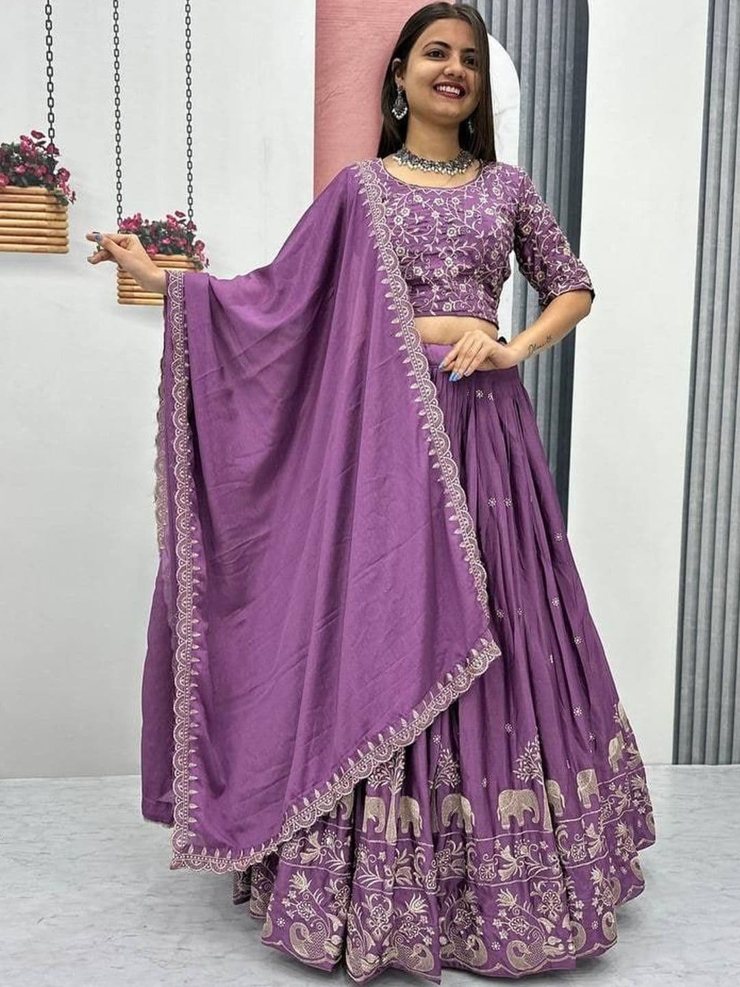 PEDR TRENDS Embroidered Semi-Stitched Lehenga & Unstitched Blouse With Dupatta - view 1