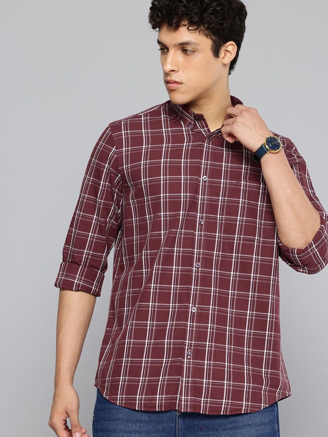 Indian Terrain Classic Checked Pure Cotton Casual Shirt - view 1