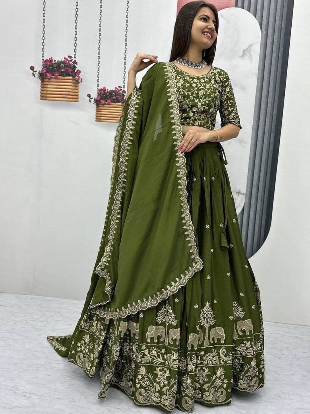 PEDR TRENDS Embroidered Semi-Stitched Lehenga & Unstitched Blouse With Dupatta - view 1