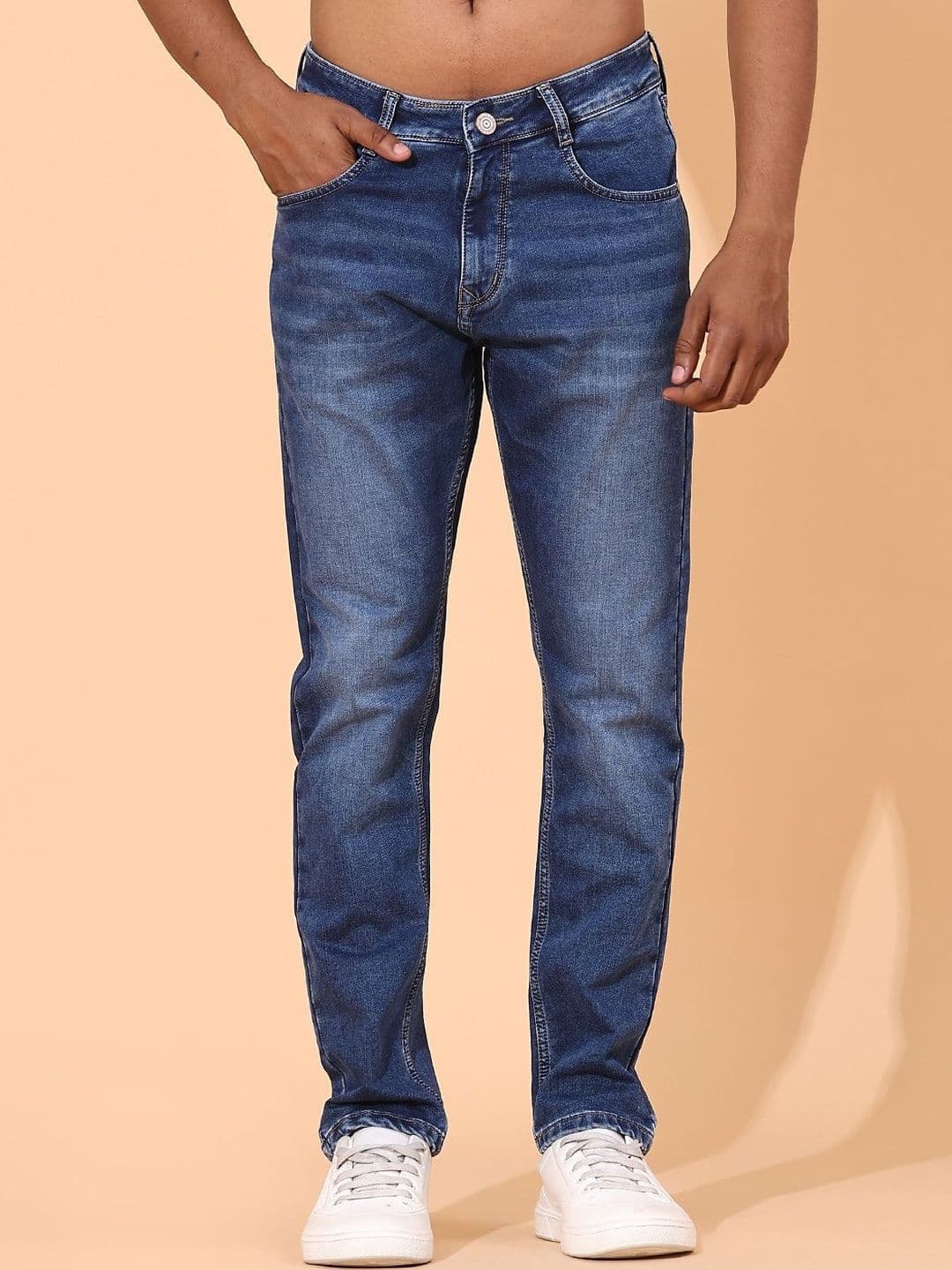 V-Mart Men Skinny Fit Mid-Rise Light Fade Stretchable Jeans - view 1