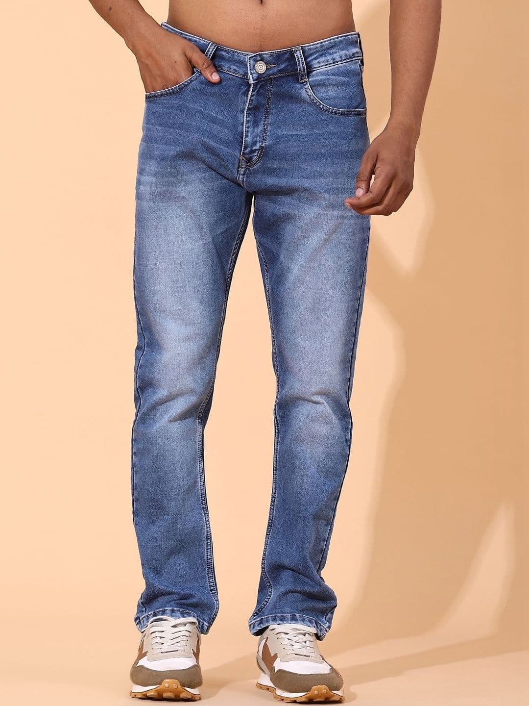 V-Mart Men Skinny Fit Mid-Rise Light Fade Stretchable Jeans - view 1