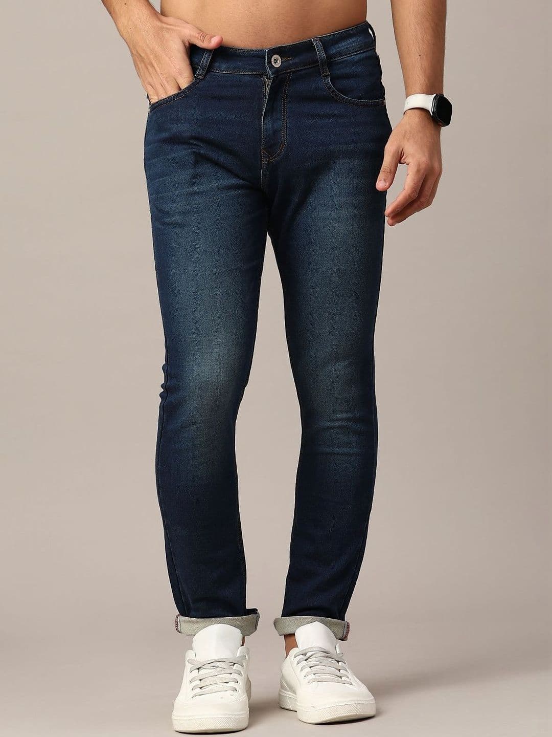 V-Mart Men Skinny Fit Mid-Rise Light Fade Stretchable Jeans - view 1