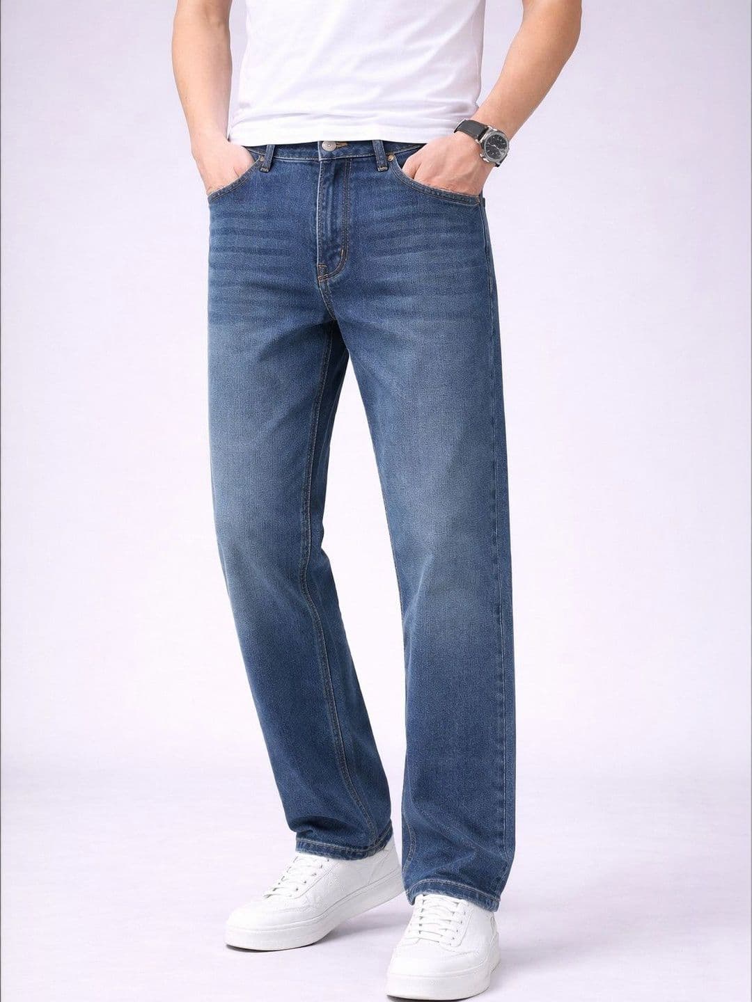M&H Easy Men Regular Fit Mid-Rise Light Fade Jeans - view 1