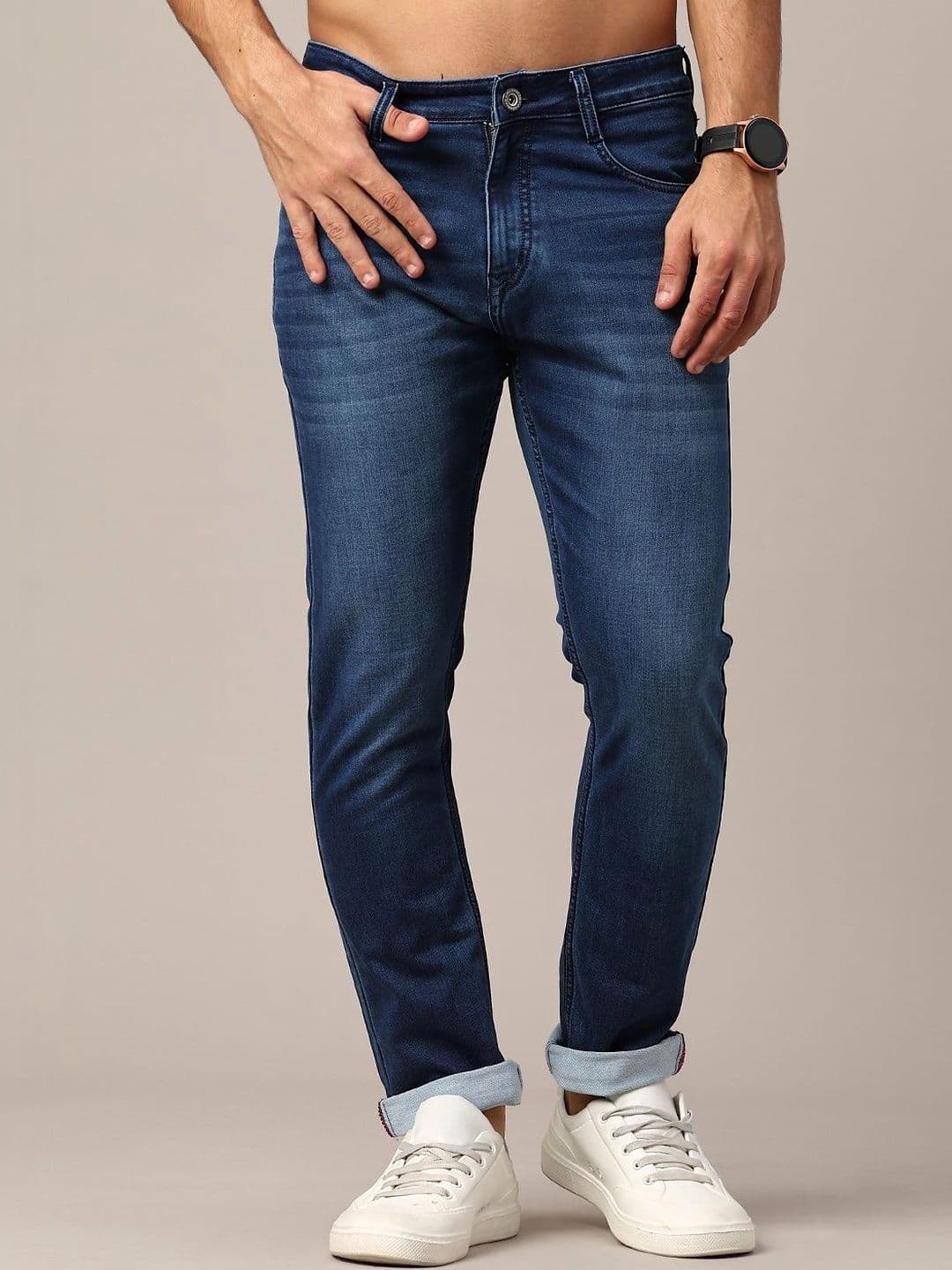 V-Mart Men Skinny Fit Mid-Rise Light Fade Stretchable Jeans - view 1
