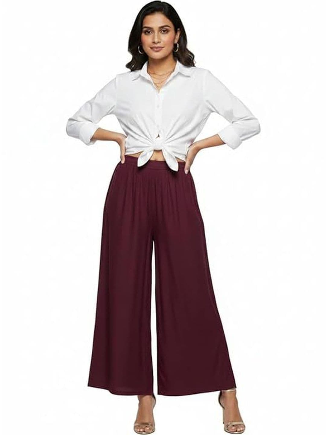 Thrifty Thread Women Flared Knitted Liva Blend Ethnic Palazzos - view 1