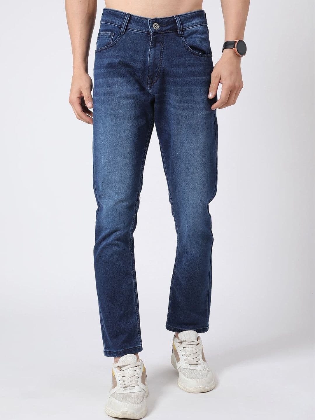 V-Mart Men Skinny Fit Mid-Rise Light Fade Stretchable Jeans - view 1
