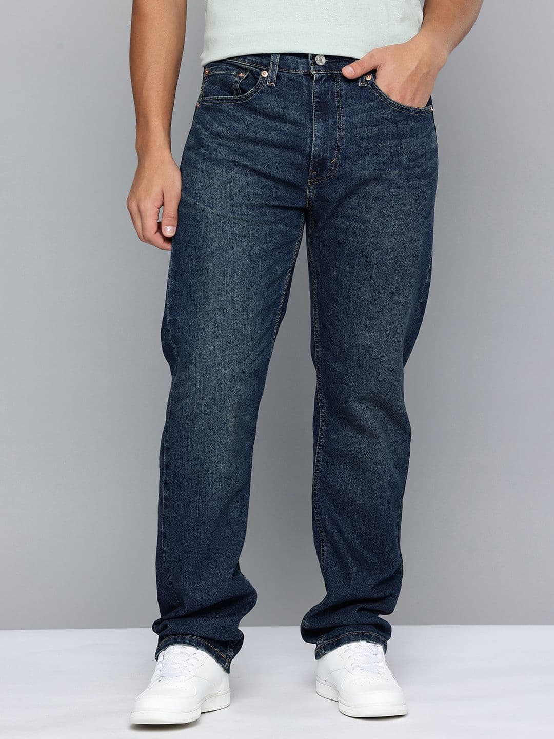Levis Men 505 Straight Fit Mid-Rise Light Fade Stretchable Jeans - view 1