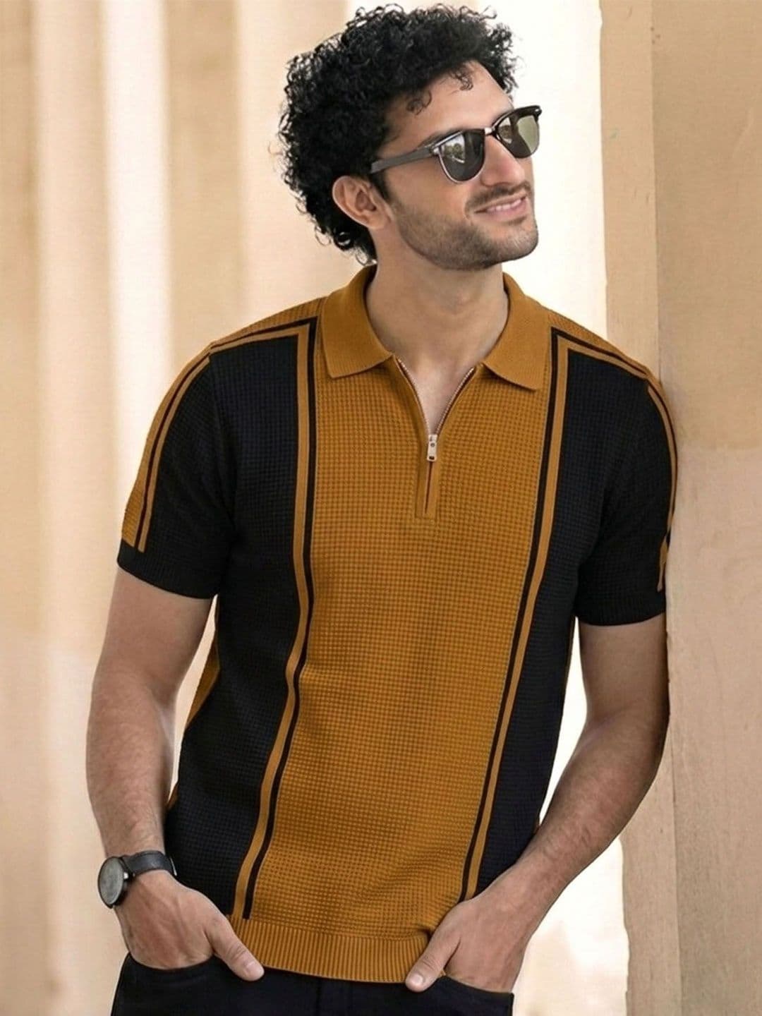 AUSK Men Colourblocked Polo Collar T-shirt - view 1