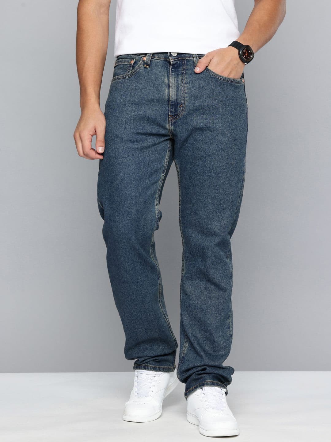 Levis Men 505 Regular Fit Mid-Rise Stretchable Jeans - view 1