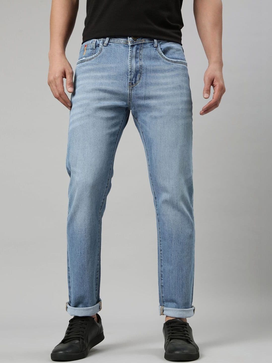 CINOCCI Men Straight Fit Mid-Rise Heavy Fade Stretchable Jeans - view 1