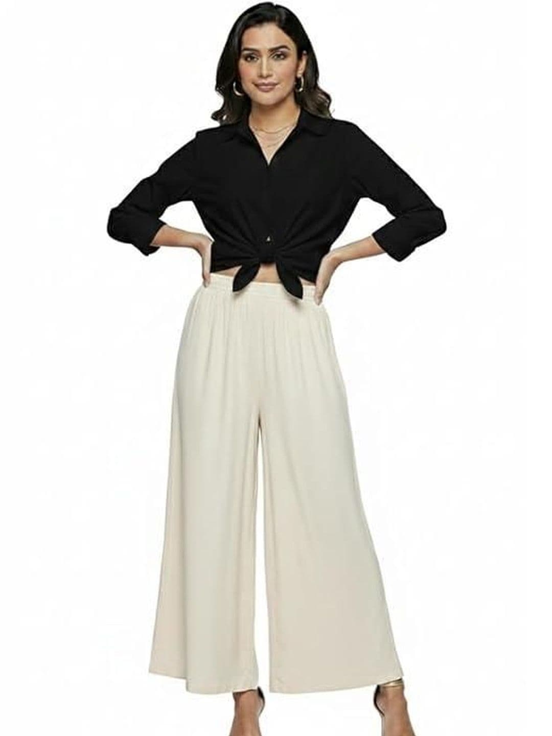 Thrifty Thread Women Flared Knitted Liva Blend Ethnic Palazzos - view 1