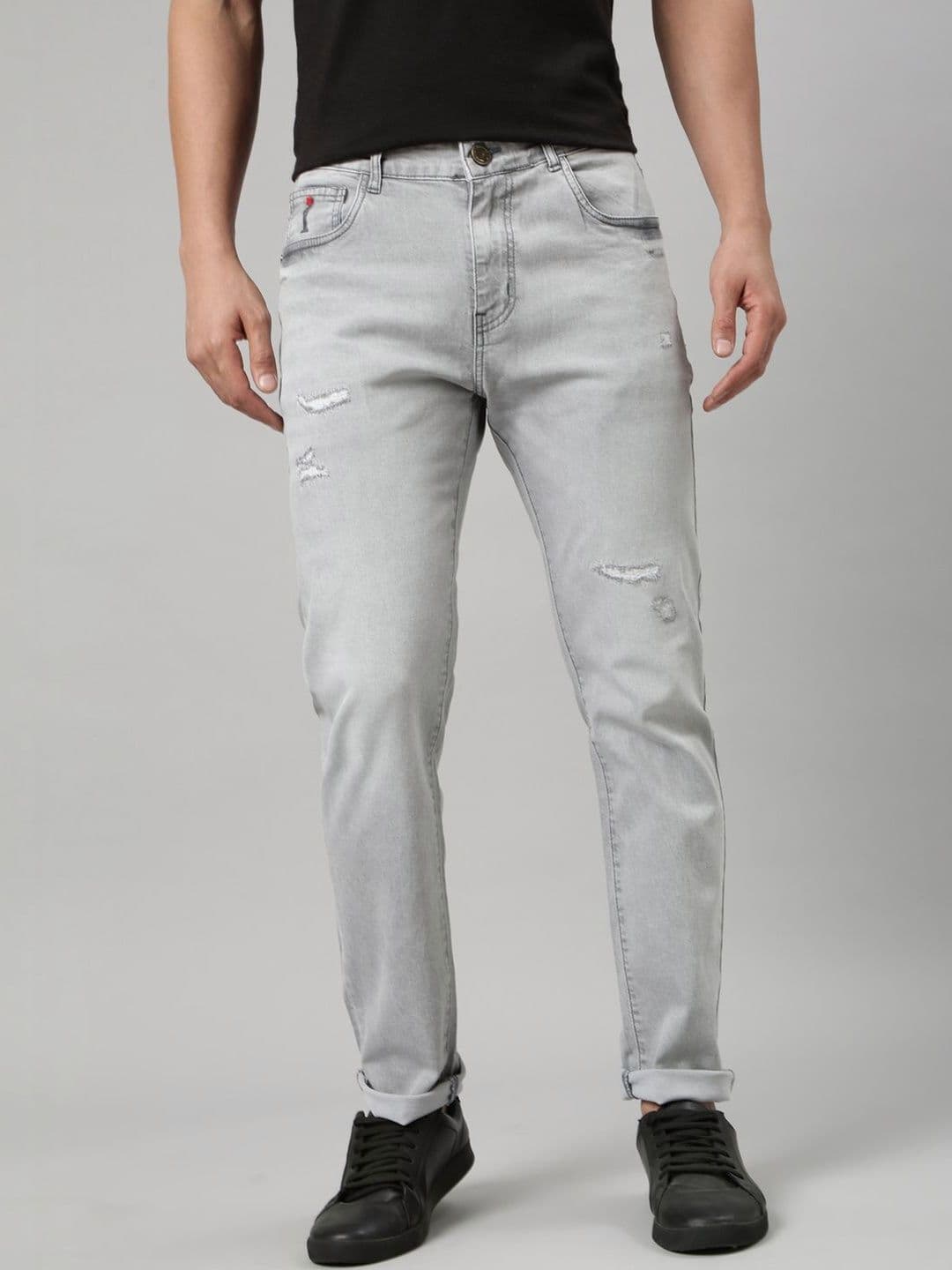 CINOCCI Men Straight Fit Mid-Rise Low Distress Heavy Fade Stretchable Jeans - view 1