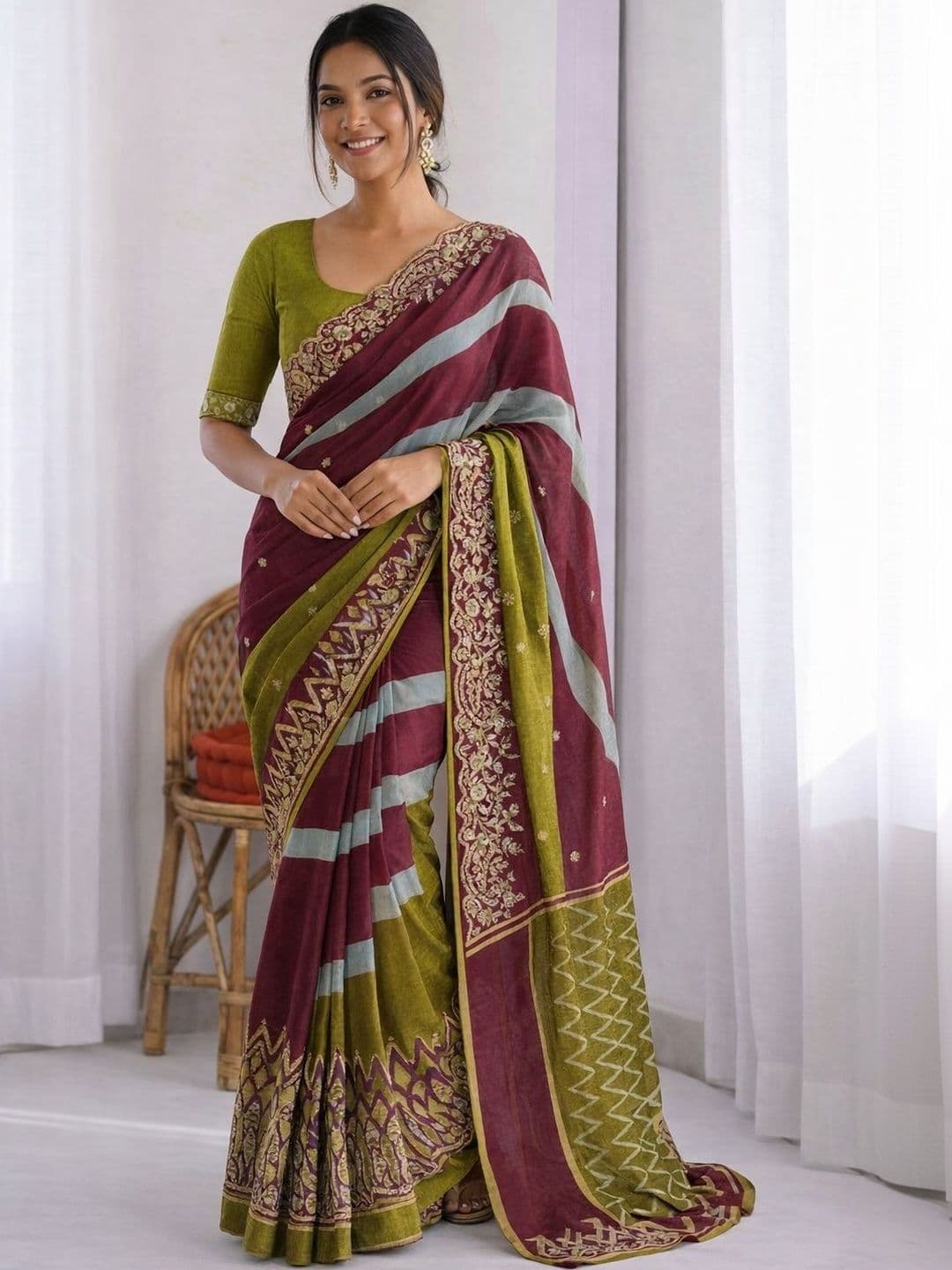Vibhagyaa Pure Cotton Ikat Saree - view 1