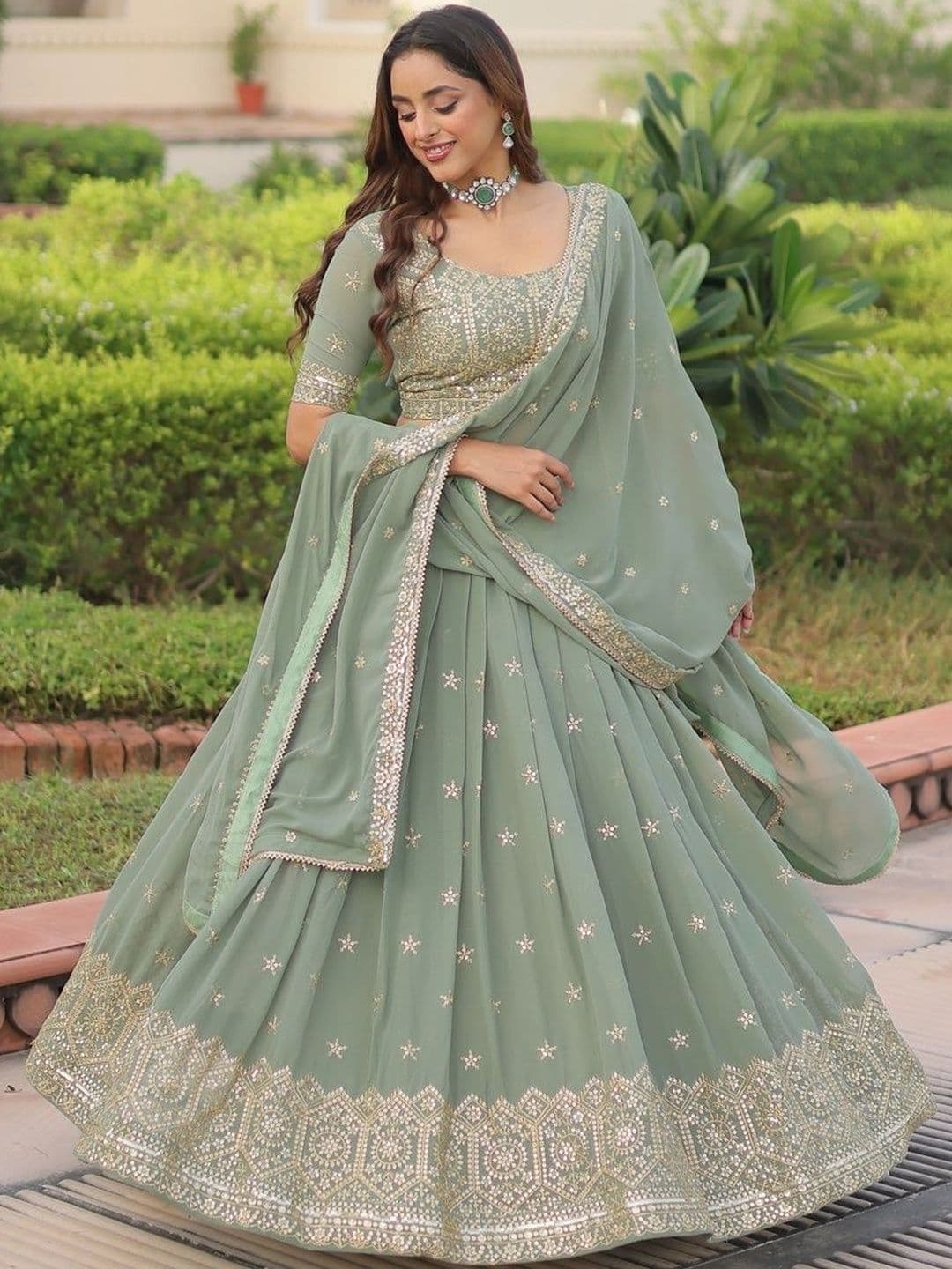 STUTIRUPA ART Embroidered Semi-Stitched Lehenga & Unstitched Blouse With Dupatta - view 1