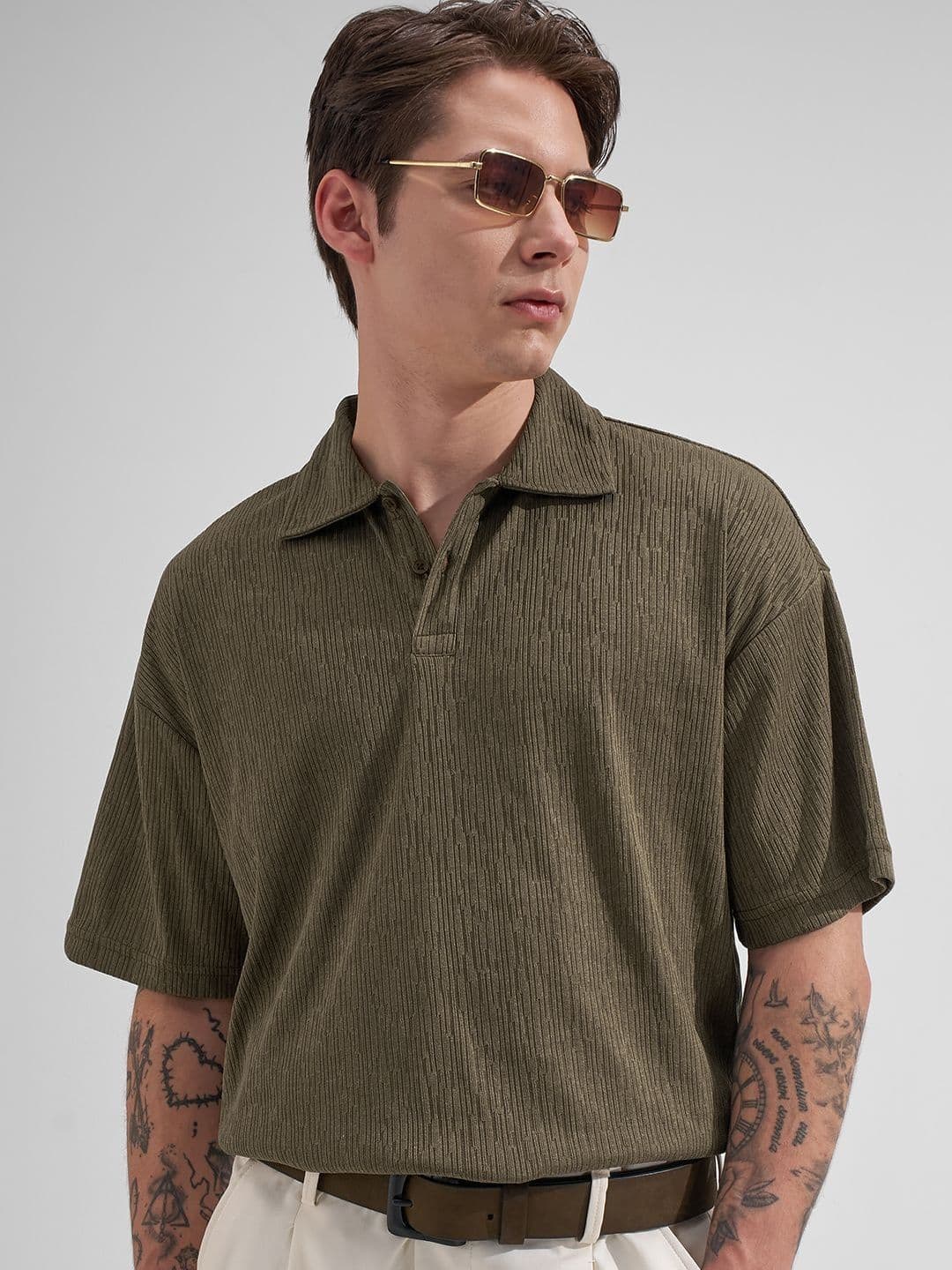 HIGHLANDER Men Polo Collar Drop-Shoulder Sleeves T-shirt - view 1