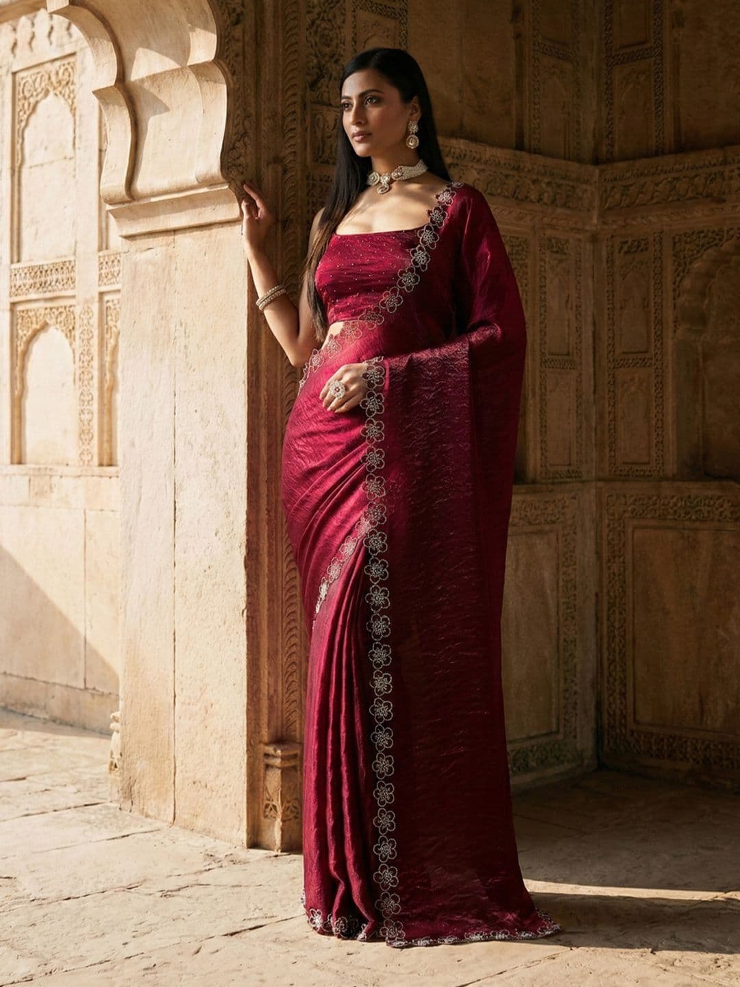 kasee Embellished Sequinned Satin Heavy Work Saree - view 1