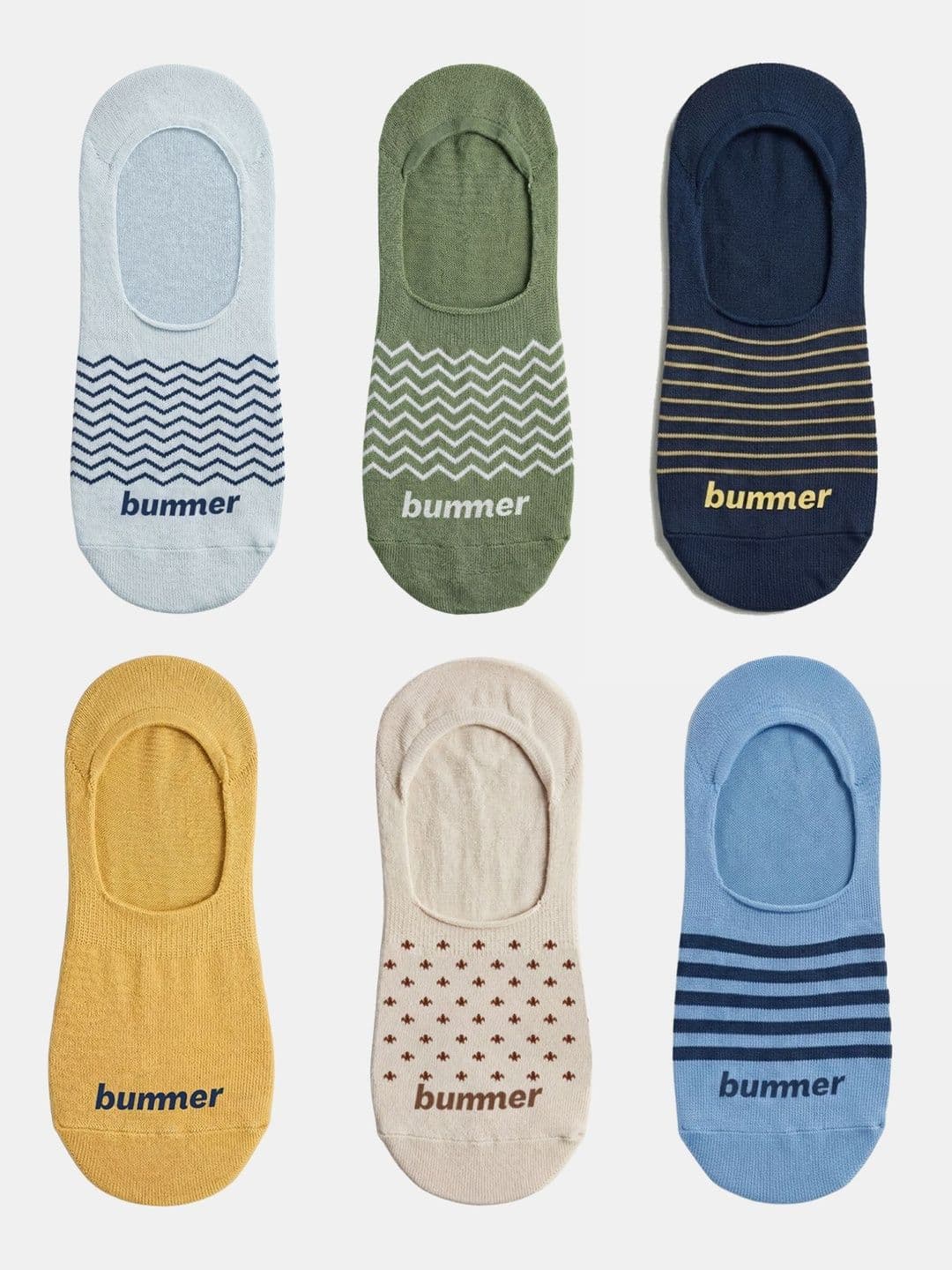 bummer Unisex Pack of 6 Cotton Assorted Patterned Ankle Length Socks - view 1