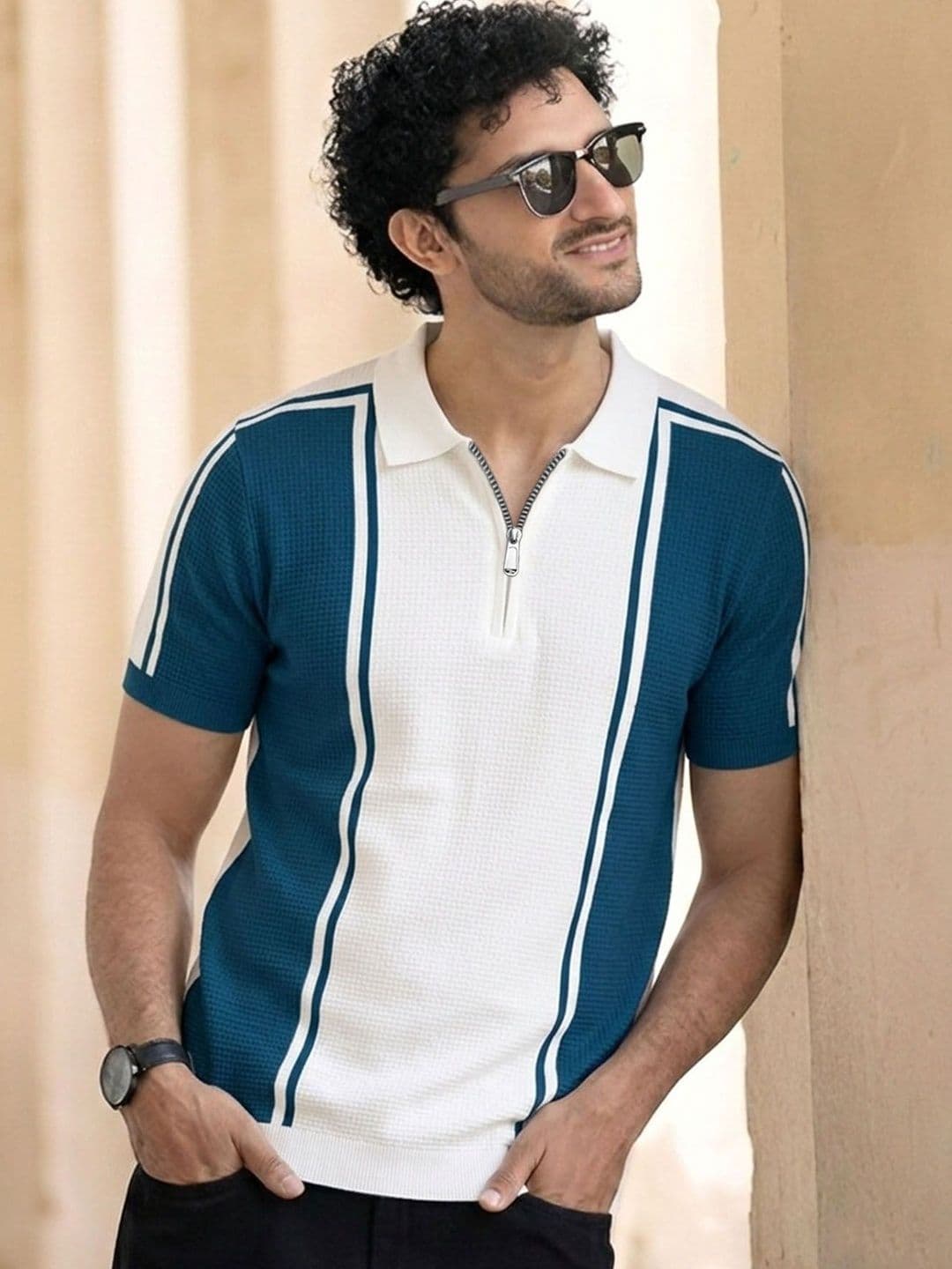 AUSK Men Colourblocked Polo Collar T-shirt - view 1