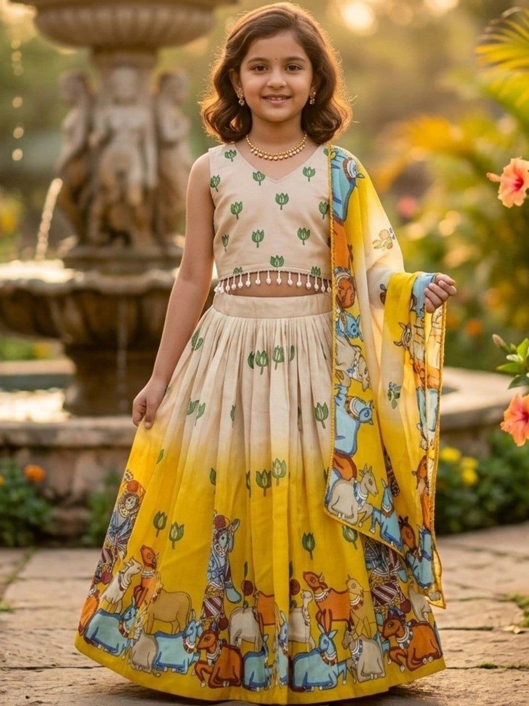 SHUBHVILAS DESIGN Girls Ready to Wear Lehenga & Blouse Poly Georgette - view 1