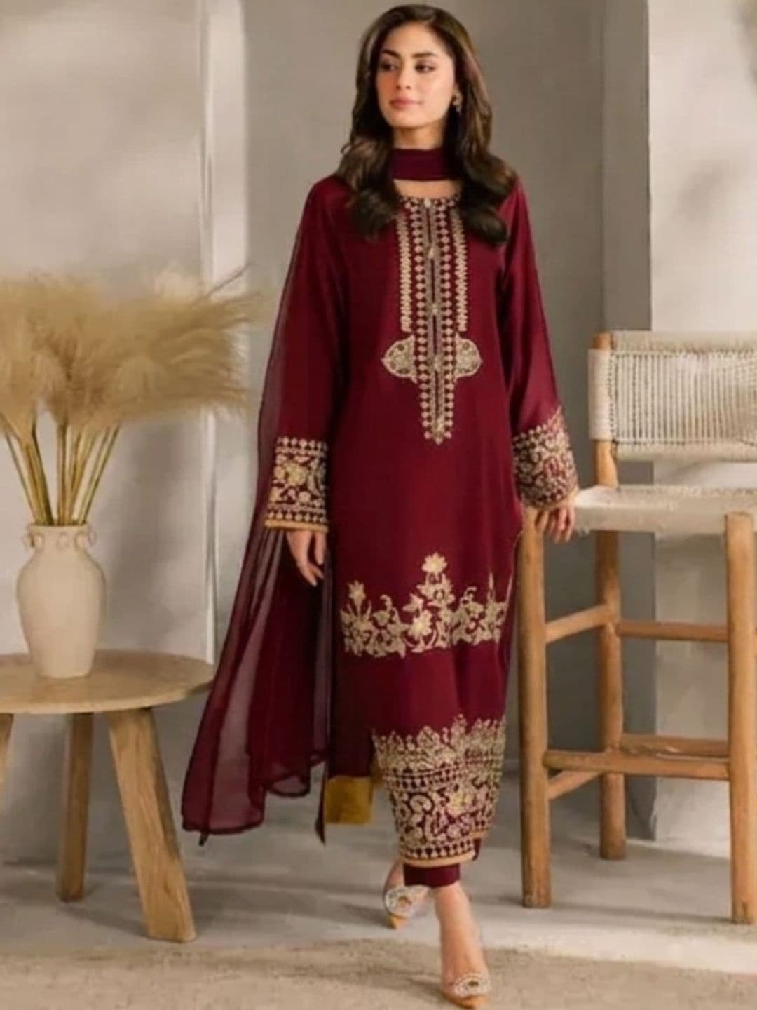 TRYAMBAKAM Women Regular Kurta with Trousers & With Dupatta - view 1