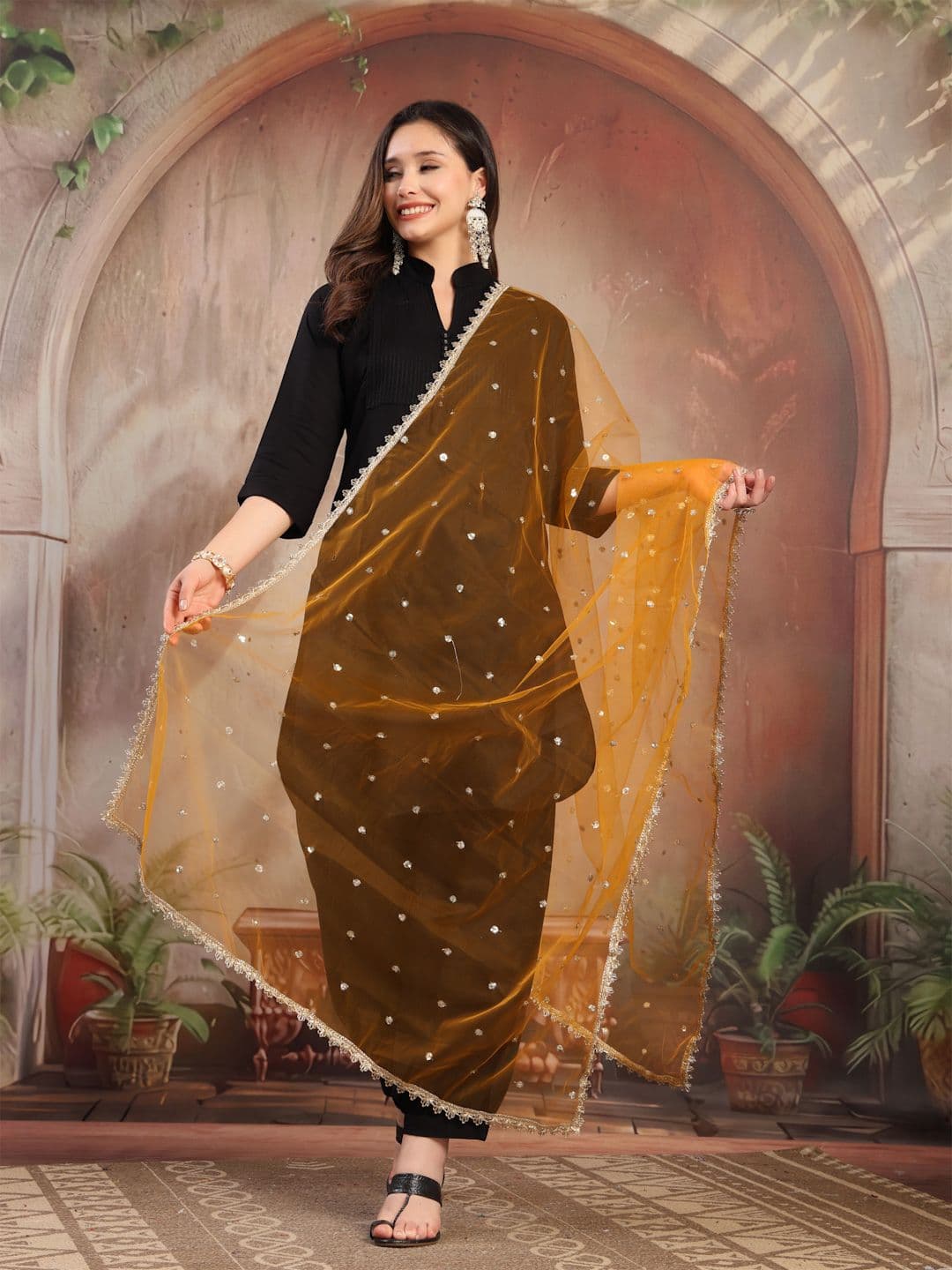 Clora Creation Women Embellished Sequinned Dupatta - view 1
