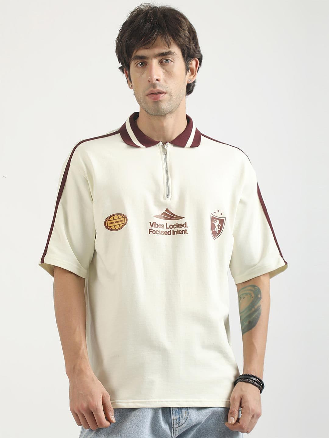 Maniac Men Typography Printed Polo Collar Pockets T-shirt - view 1