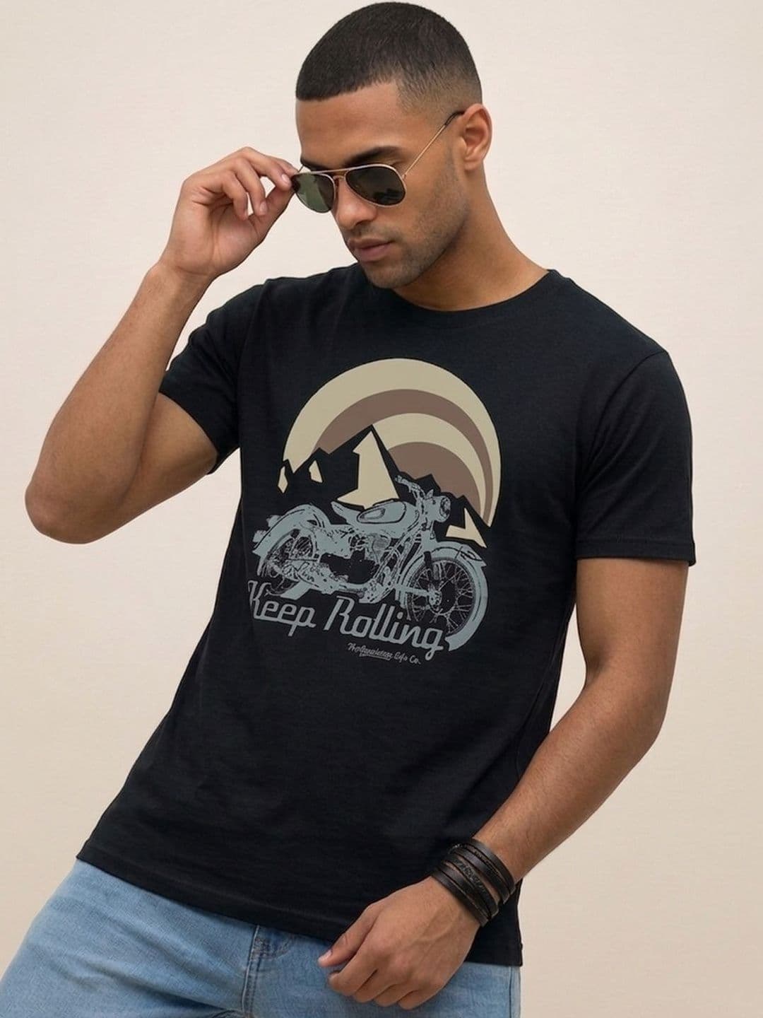 Roadster Men 100 Cotton Printed Round Neck Tshirts - view 1