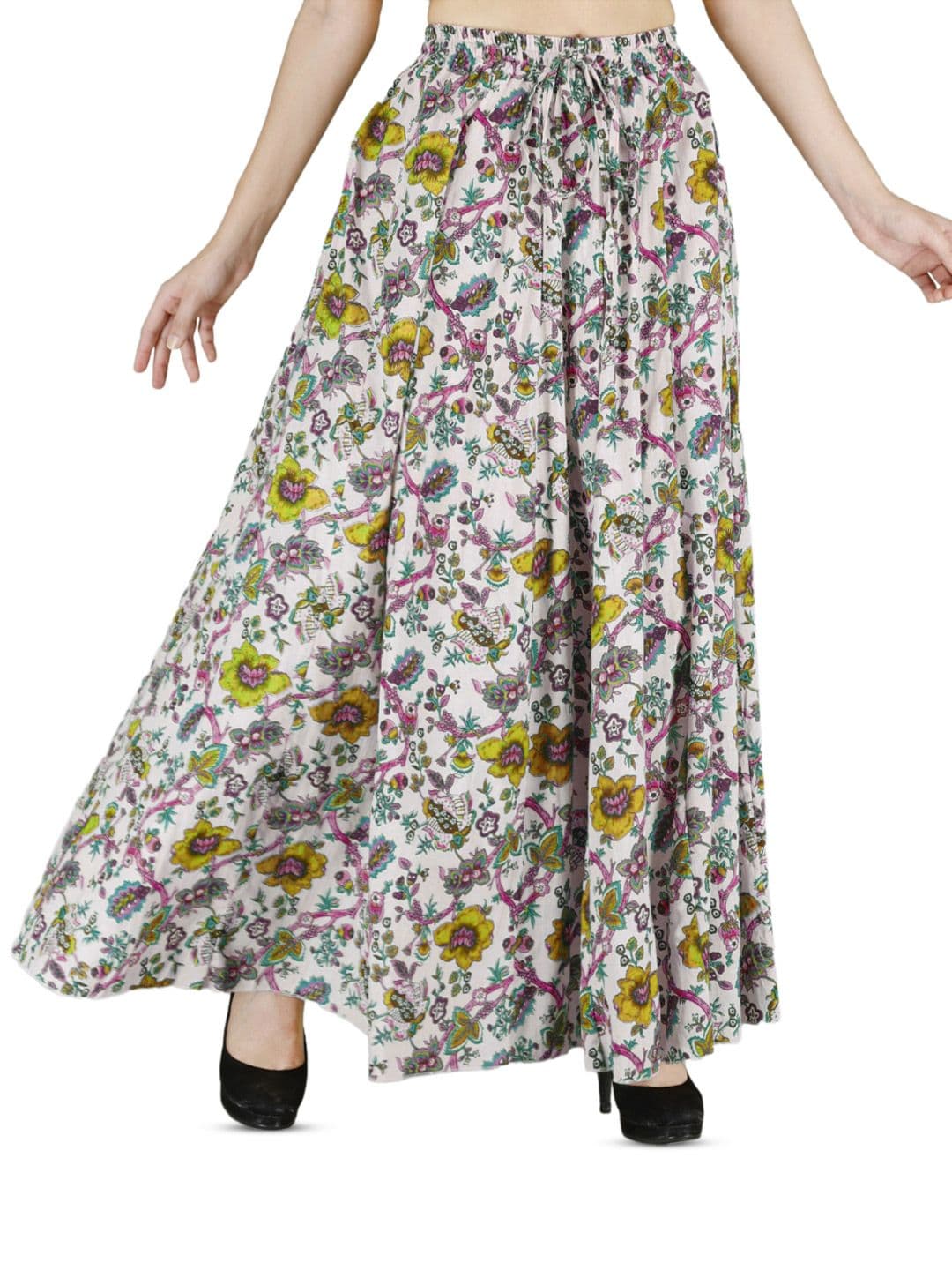 Sttoffa Women Pure Cotton Cotton Cambric Floral Maxi Flared Skirt - view 1