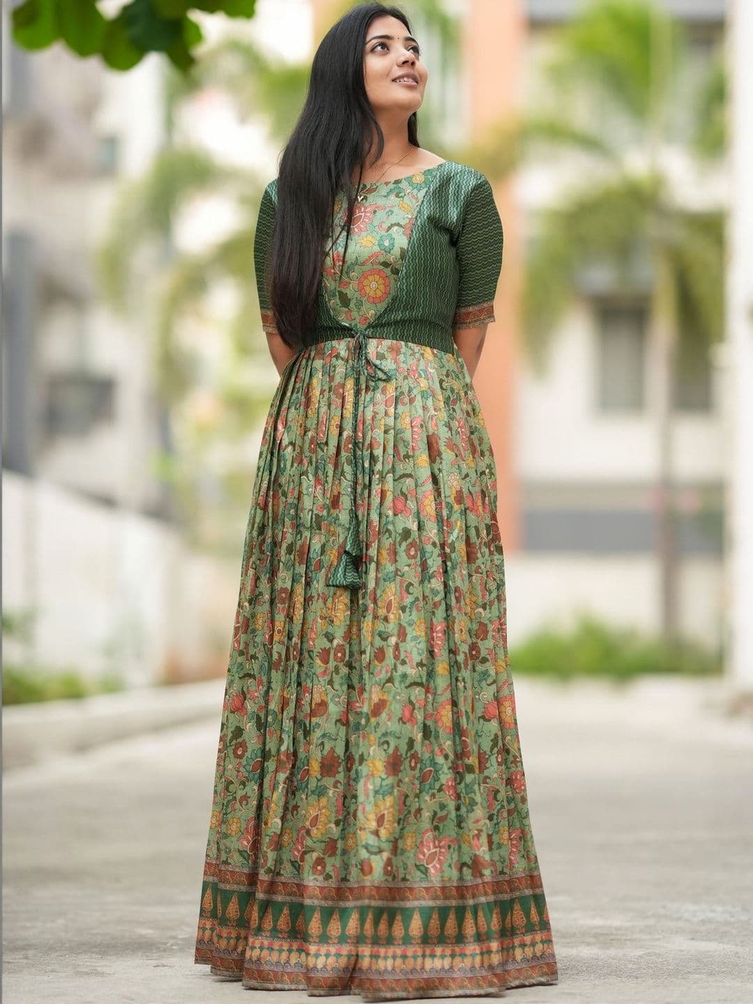 KALANANDI Printed Round Neck Fit & Flare Maxi Dress - view 1