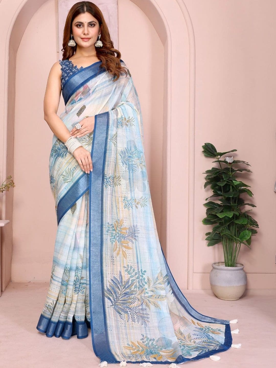 SZN Silk Cotton Chanderi Saree - view 1