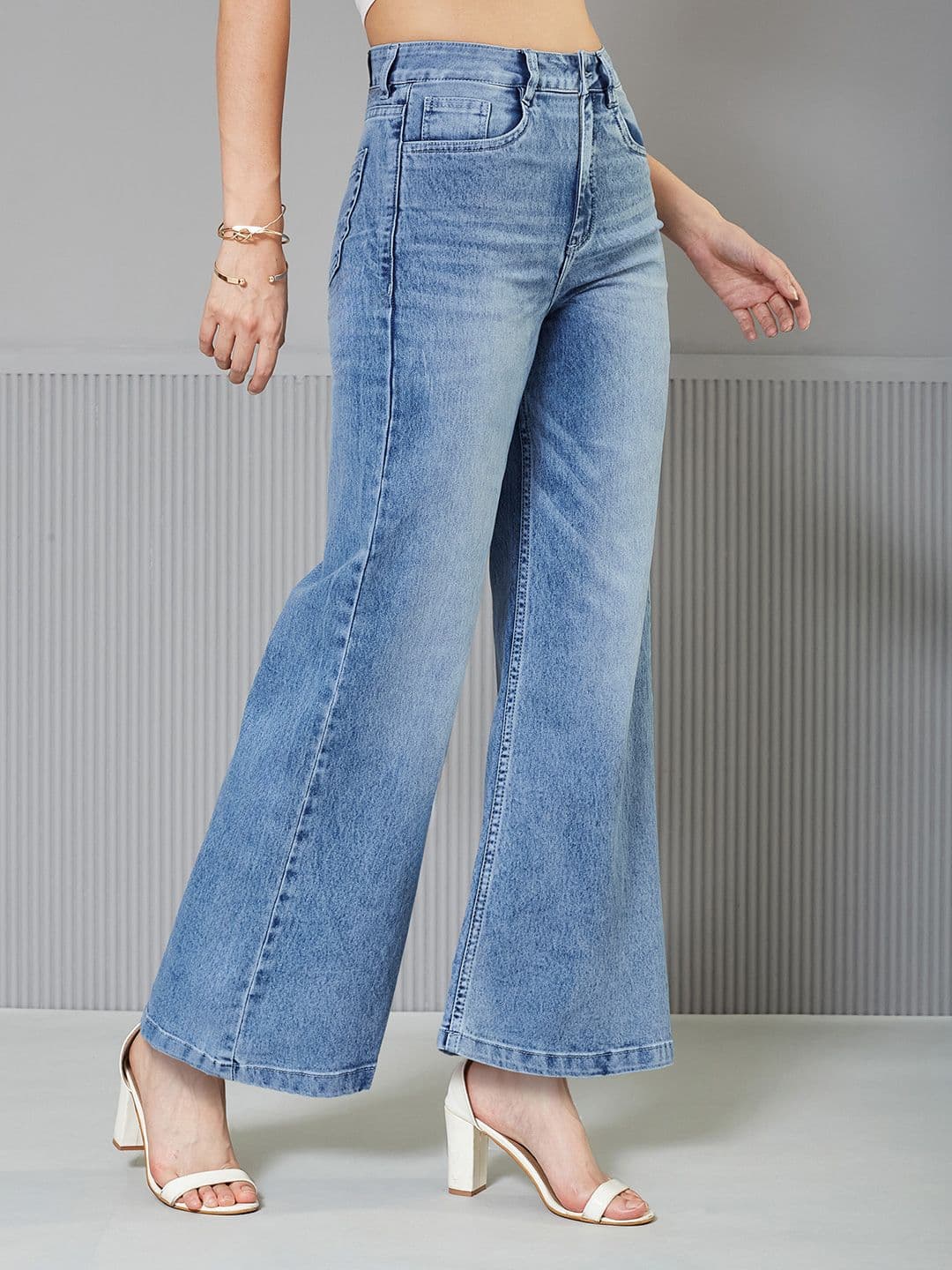 Miss Chase Women's Wide-Leg High Rise Clean Look Regular Length Stretchable Denim Jeans - view 1