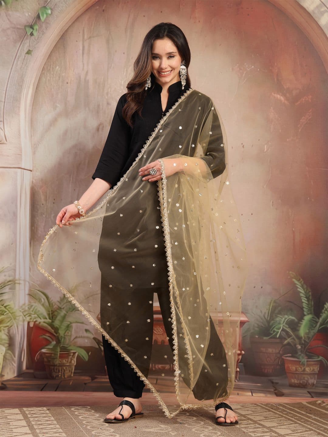 Clora Creation Women Embellished Sequinned Dupatta - view 1