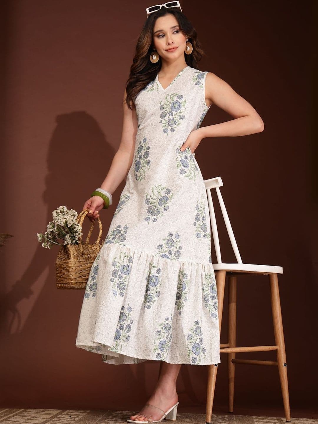 DAEVISH Floral Print Fit & Flare Midi Dress - view 1
