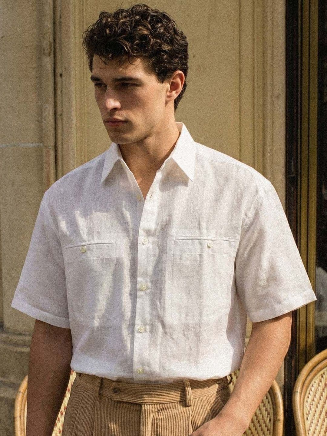 Dennis Lingo Boxy Fit Half Sleeve Cotton Shirt With Welt Pockets - view 1