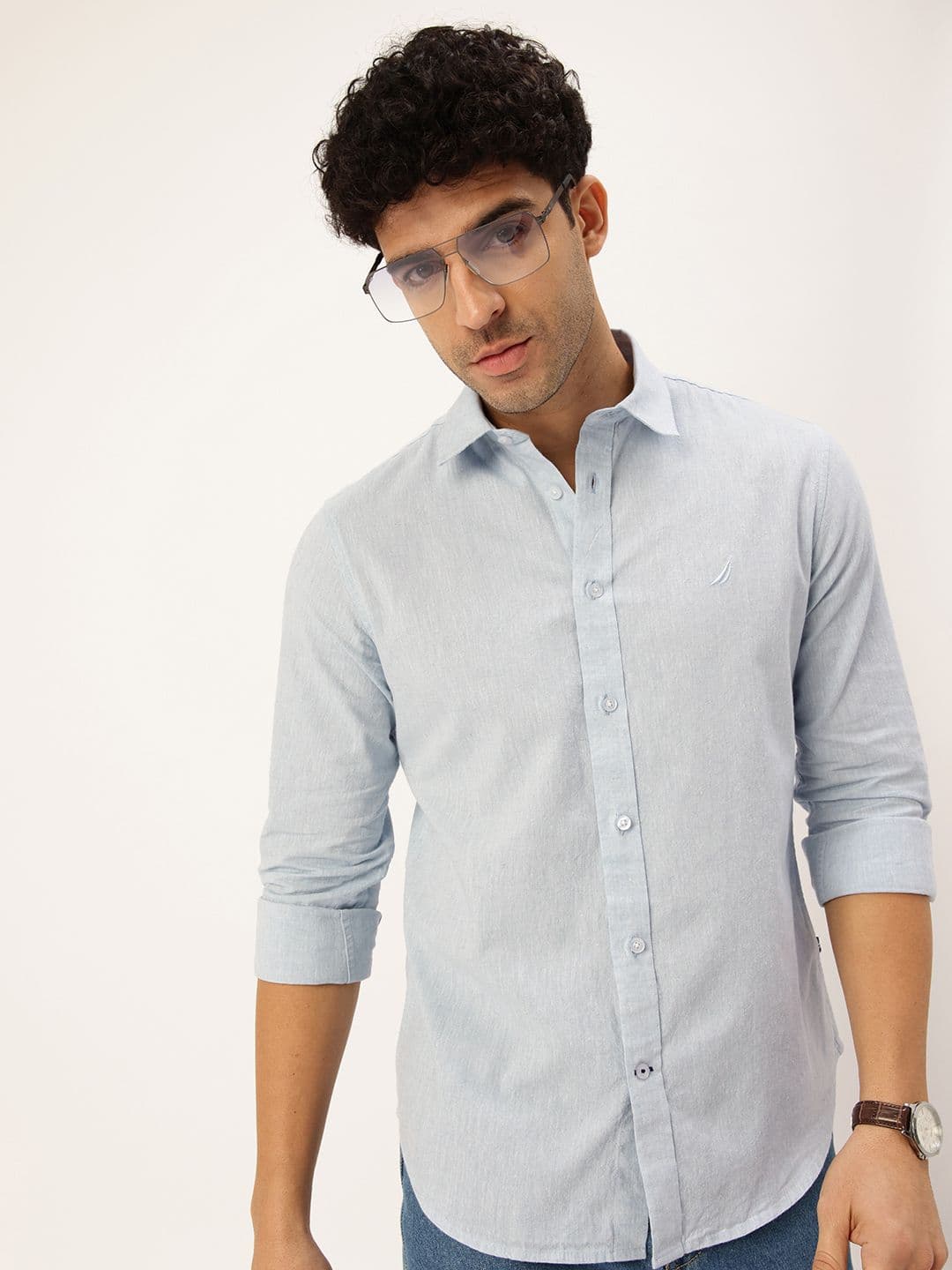 Nautica Men Slim Fit Cotton Linen Casual Shirt - view 1