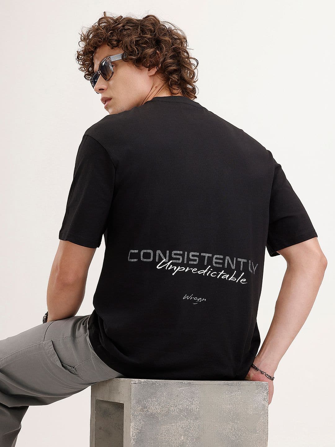 WROGN Pure Cotton Typography Printed Oversized T-shirt - view 1